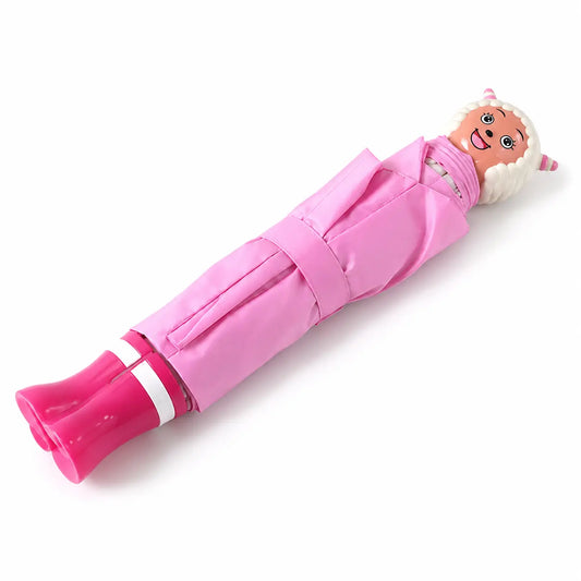 Kids Cartoon Compact Foldable Umbrella with Cute Character Handle for Rain Protection