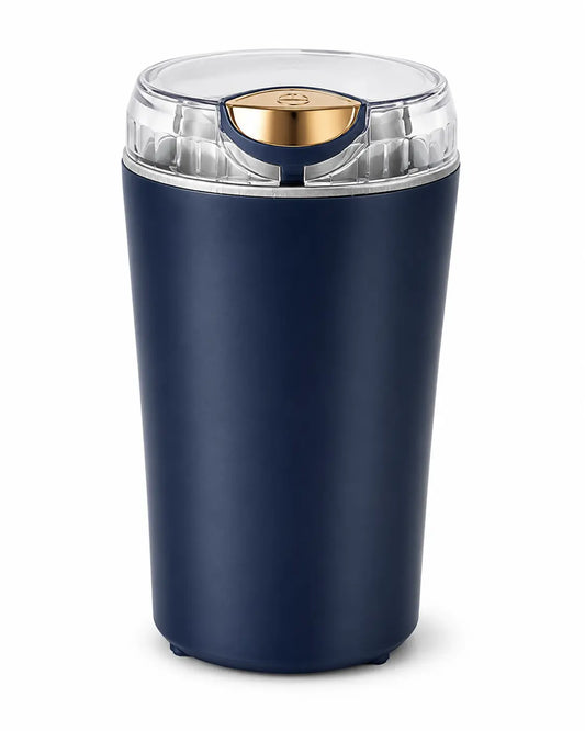 Mini Electric Coffee Bean and Spice Grinder with powerful 200W motor, transparent safety lid, and stainless steel grinding blades for home and office use.