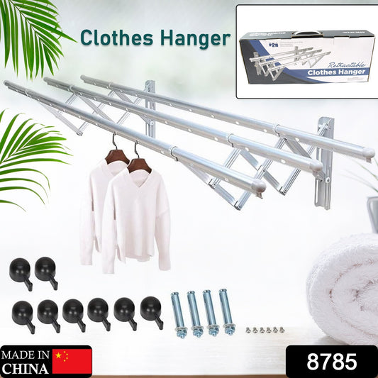 Wall mounted extendable stainless steel clothes drying rack for bathroom balcony and indoor outdoor laundry