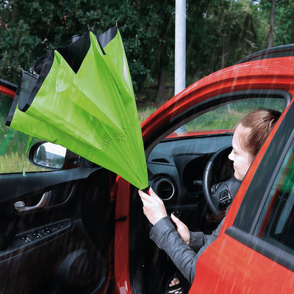 Foldable C-Handle Umbrella Convenient for Car Door Pocket and Cup Holder Storage