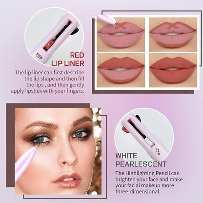 4-in-1 Makeup Pen – Eyeliner, Brow, Lip Liner & Highlighter (Multicolor)