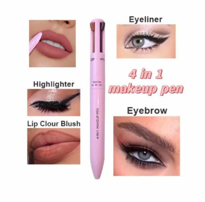 4-in-1 Makeup Pen – Eyeliner, Brow, Lip Liner & Highlighter (Multicolor)