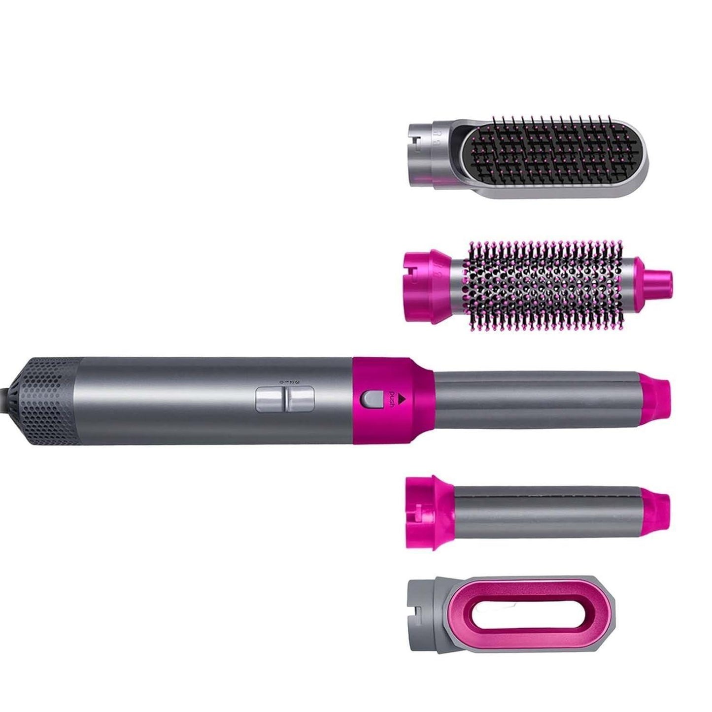 5 In 1 Hot Air Brush Hair Styler – Multi Functional Hair Dryer, Curler & Straightener Comb