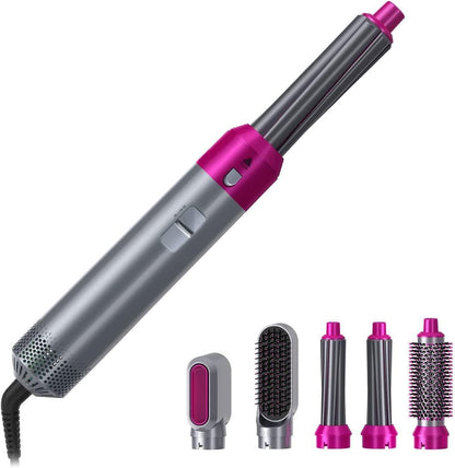 5 In 1 Hot Air Brush Hair Styler – Multi Functional Hair Dryer, Curler & Straightener Comb