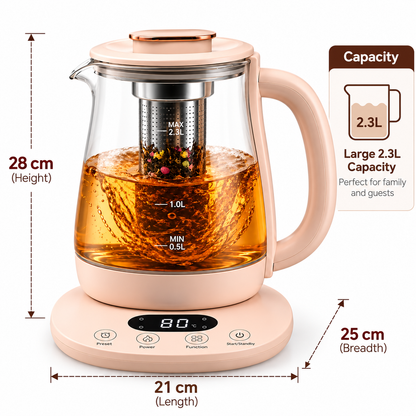Suta Electric Glass Kettle 2.3L with Tea Infuser & Temperature Control