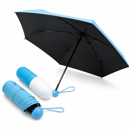 Compact 5-Fold Travel Umbrella with Waterproof Capsule Case Main Product Image