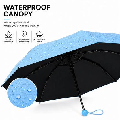Waterproof Canopy of 5-Fold Travel Umbrella with Water Repellent Fabric
