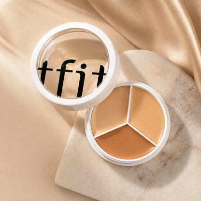 TFIT 3-Color Concealer Palette – Full Coverage Korean Concealer for Dark Circles & Blemishes