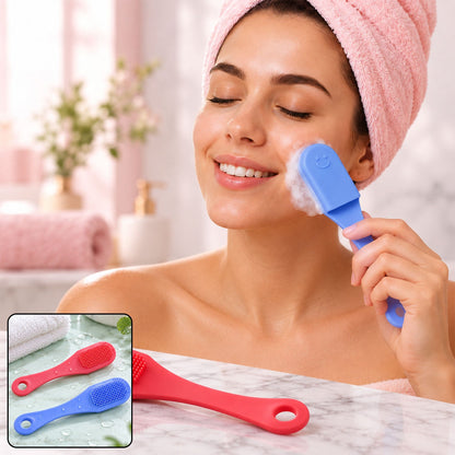 Silicone Face Cleansing Brush With Handle Soft Facial Scrubber Set (2 Pc)