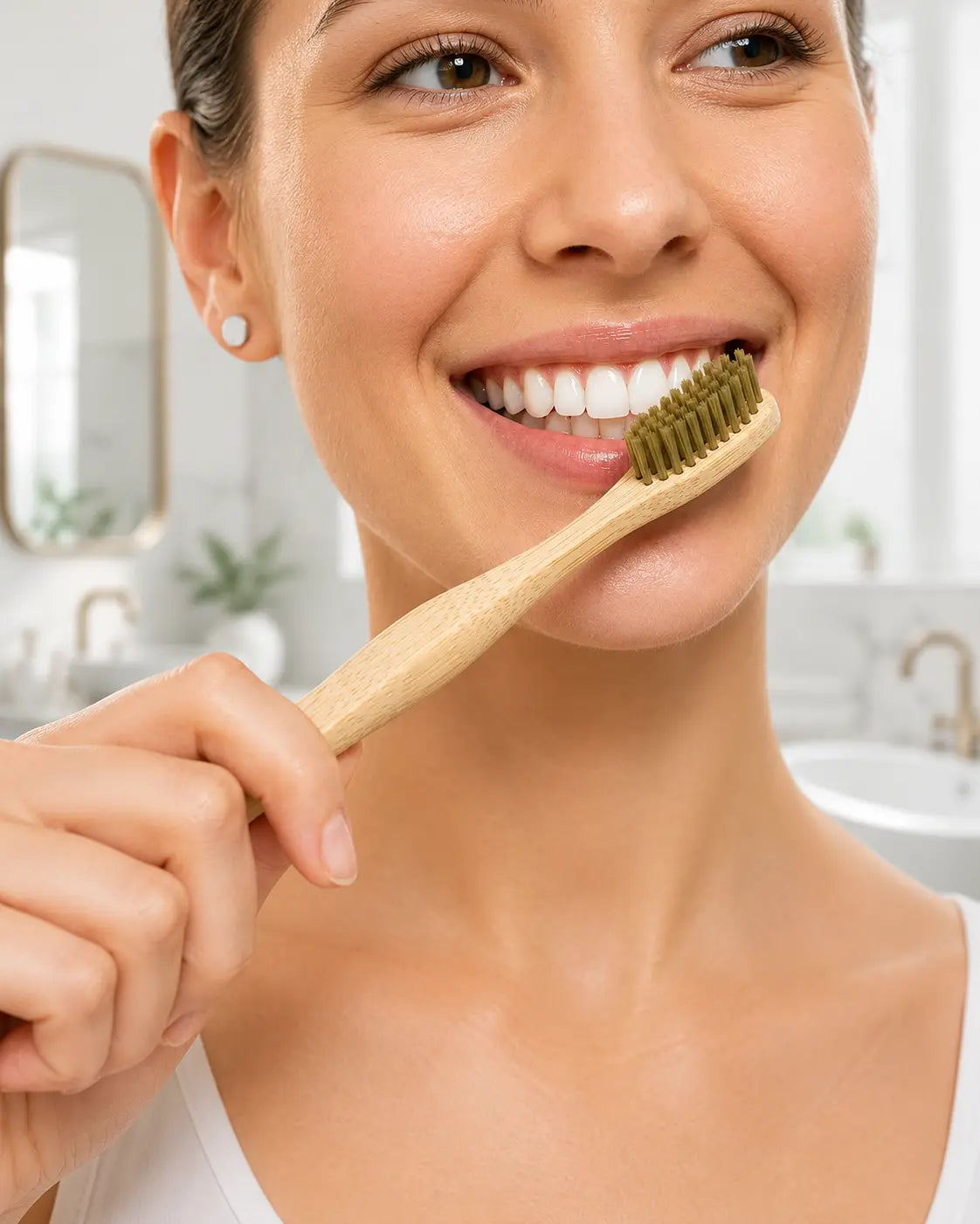 Ergonomic bamboo toothbrush handle designed for a comfortable and secure grip