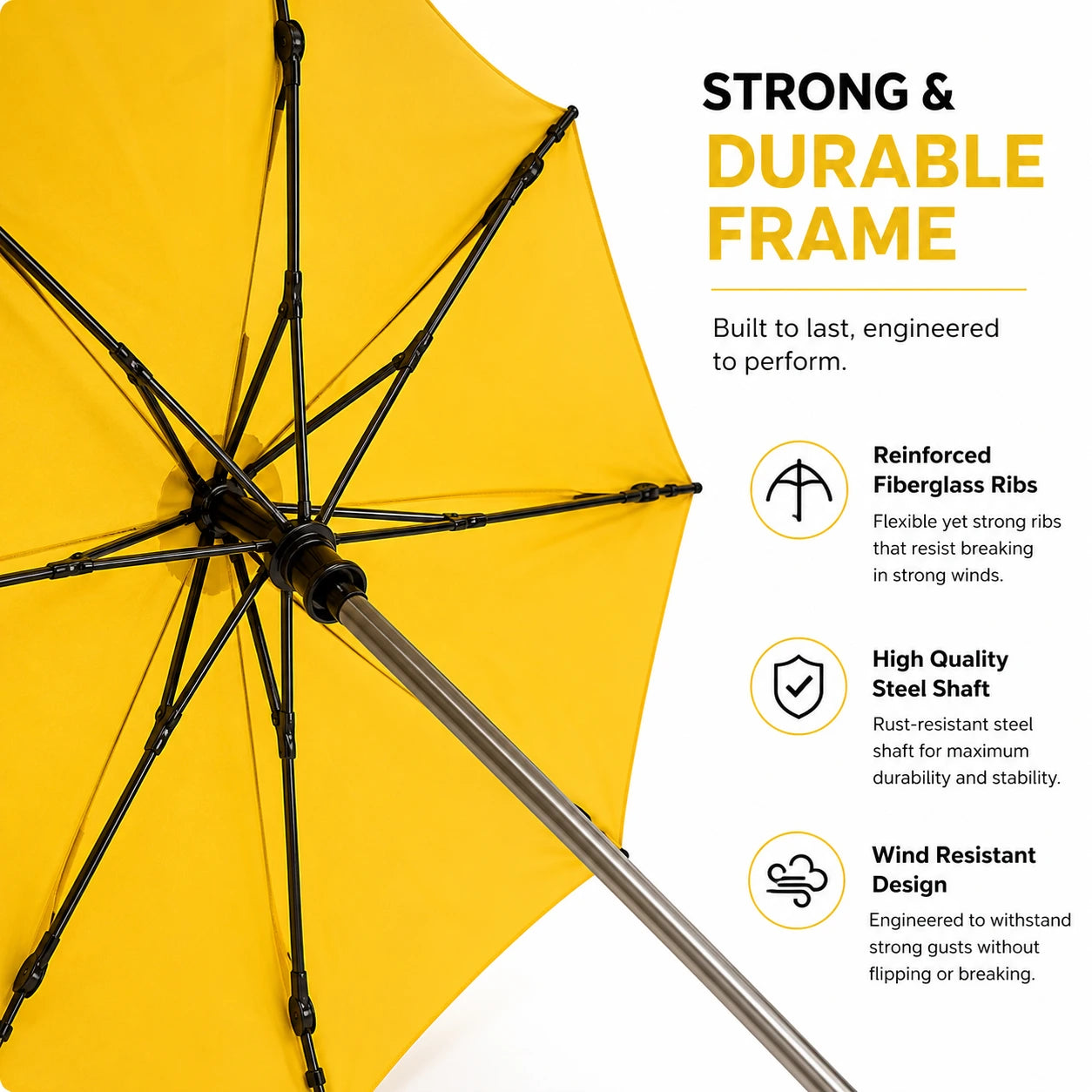 Strong Windproof Metal Frame of Banana Shape Folding Umbrella with Durable Reinforced Ribs