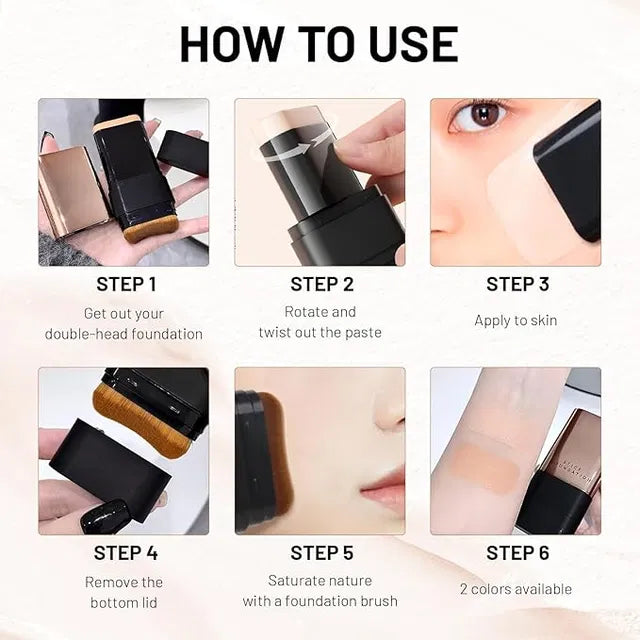 Korean 2 in 1 Glass Skin Foundation Stick | Lightweight Full Coverage