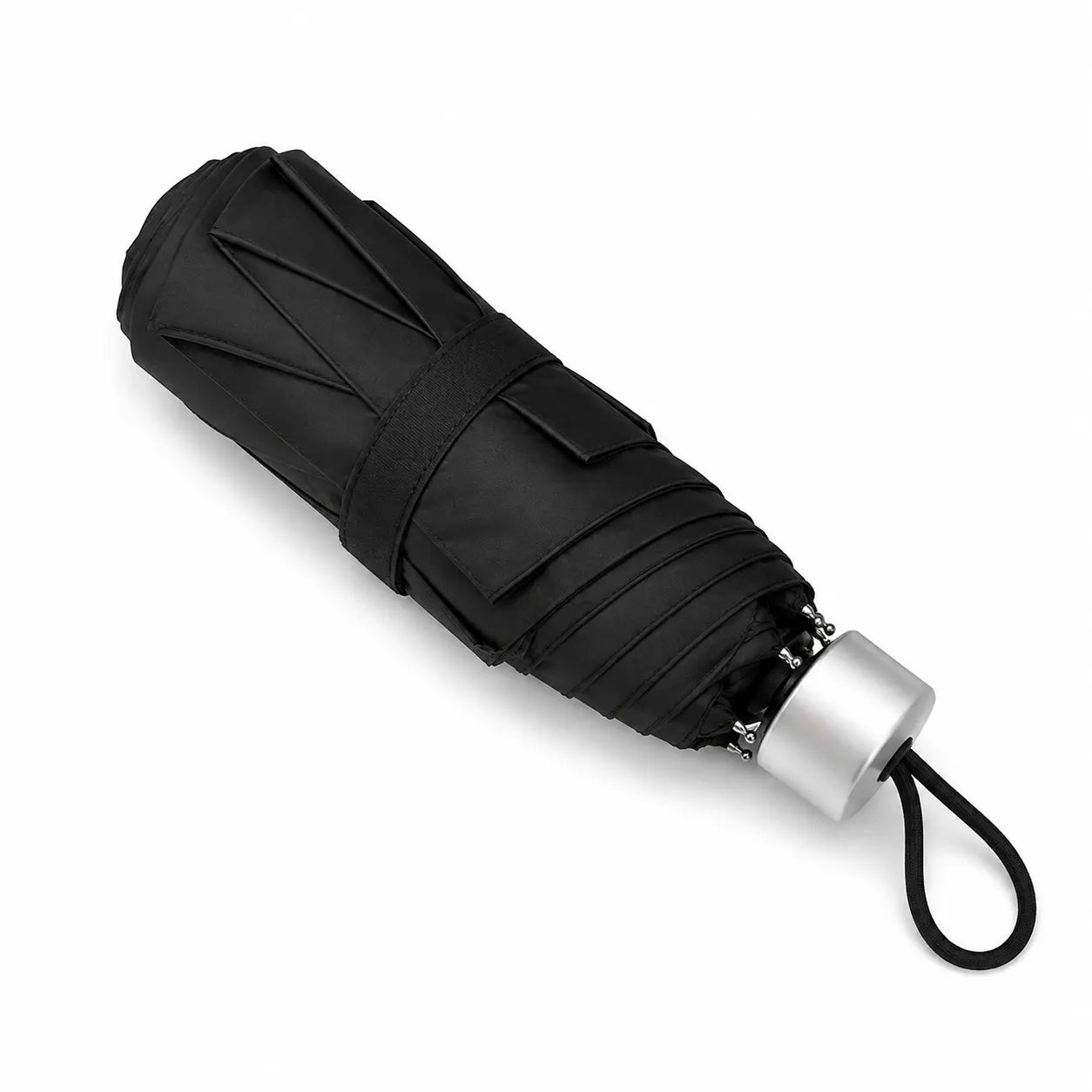 Folded Compact Black Automatic Umbrella