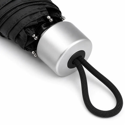 Premium Metal Handle Close-up of Compact Folding Umbrella