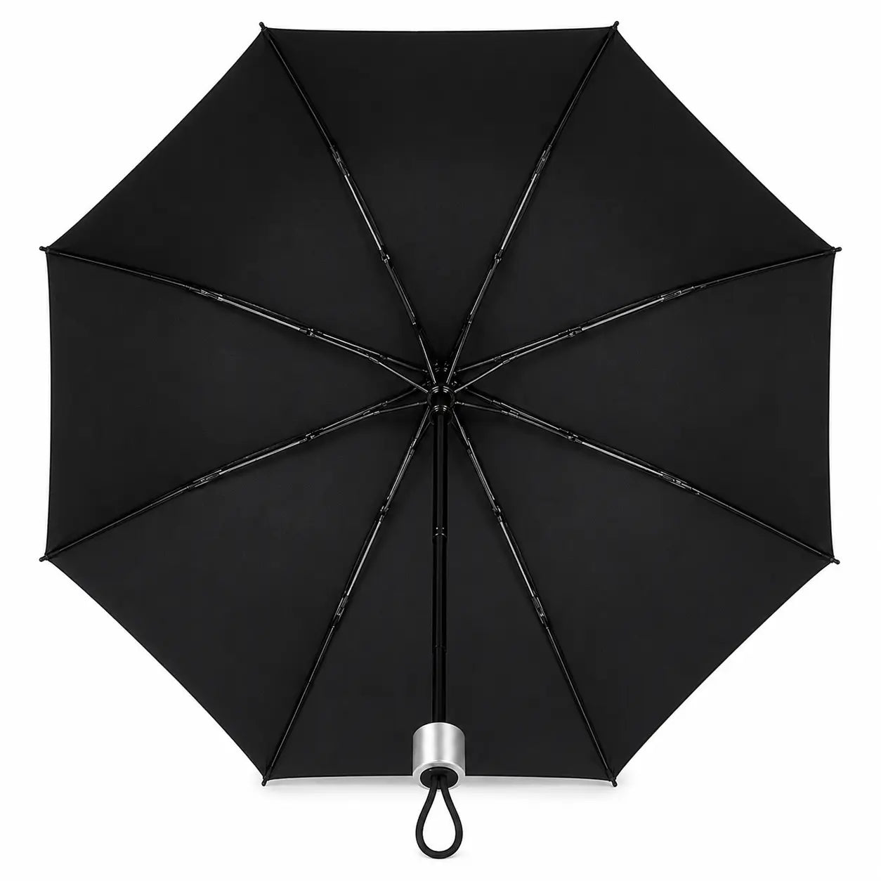 Inside Frame View of Compact Black Automatic Folding Umbrella