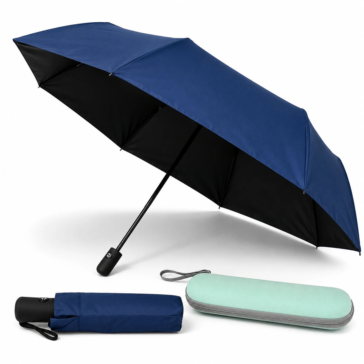 Compact Folding Travel Umbrella with Protective Storage Case Main Product Image