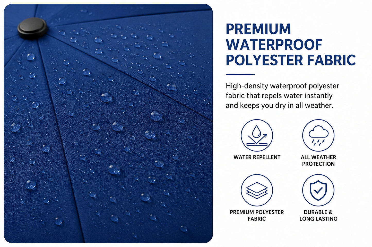 Waterproof Compact Folding Travel Umbrella with Water-Repellent Polyester Fabric