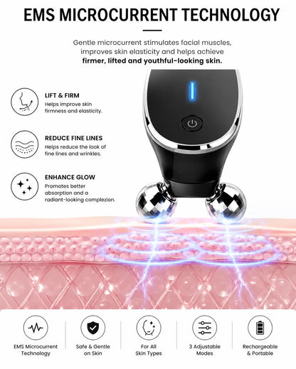 EMS microcurrent facial massager technology for lifting, firming and toning facial skin