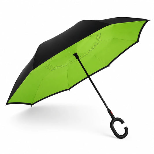 Foldable C-Handle Travel Umbrella with Waterproof Canopy and Ergonomic Hook Handle