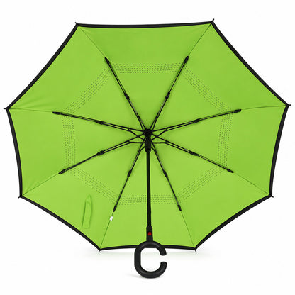 Inside View Showing Strong Frame of Foldable C-Handle Travel Umbrella