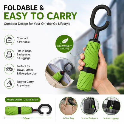 Compact Foldable C-Handle Umbrella Easy to Carry for Travel and Daily Use