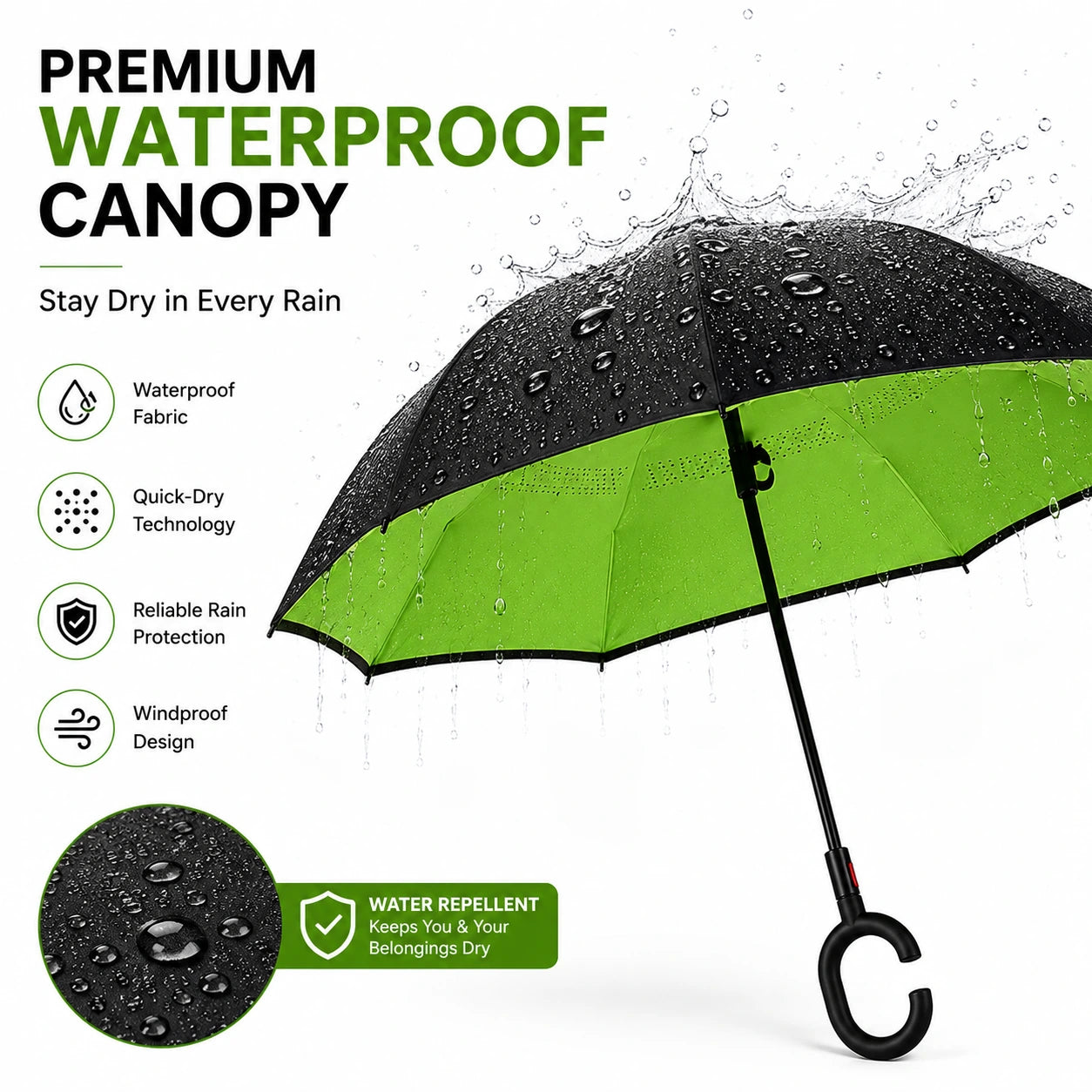 Premium Waterproof Foldable Travel Umbrella with Quick-Dry Canopy