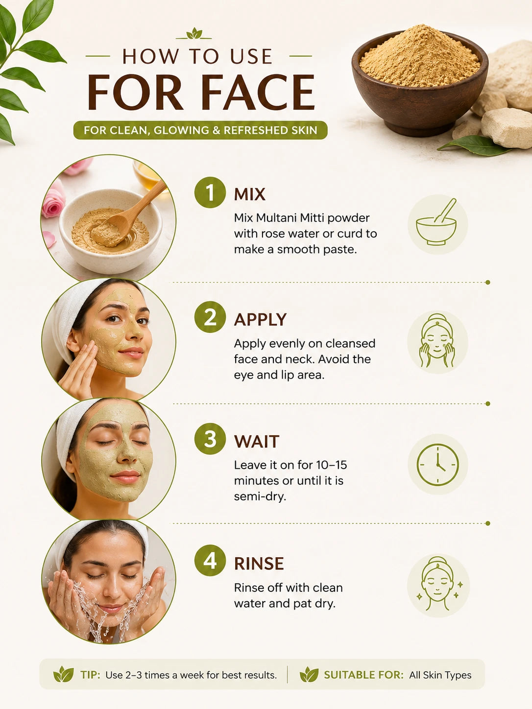 100g Herbal Multani Mitti Face Pack for Glowing Skin & Oily Skin | Natural Clay Face Pack | GUFUMART