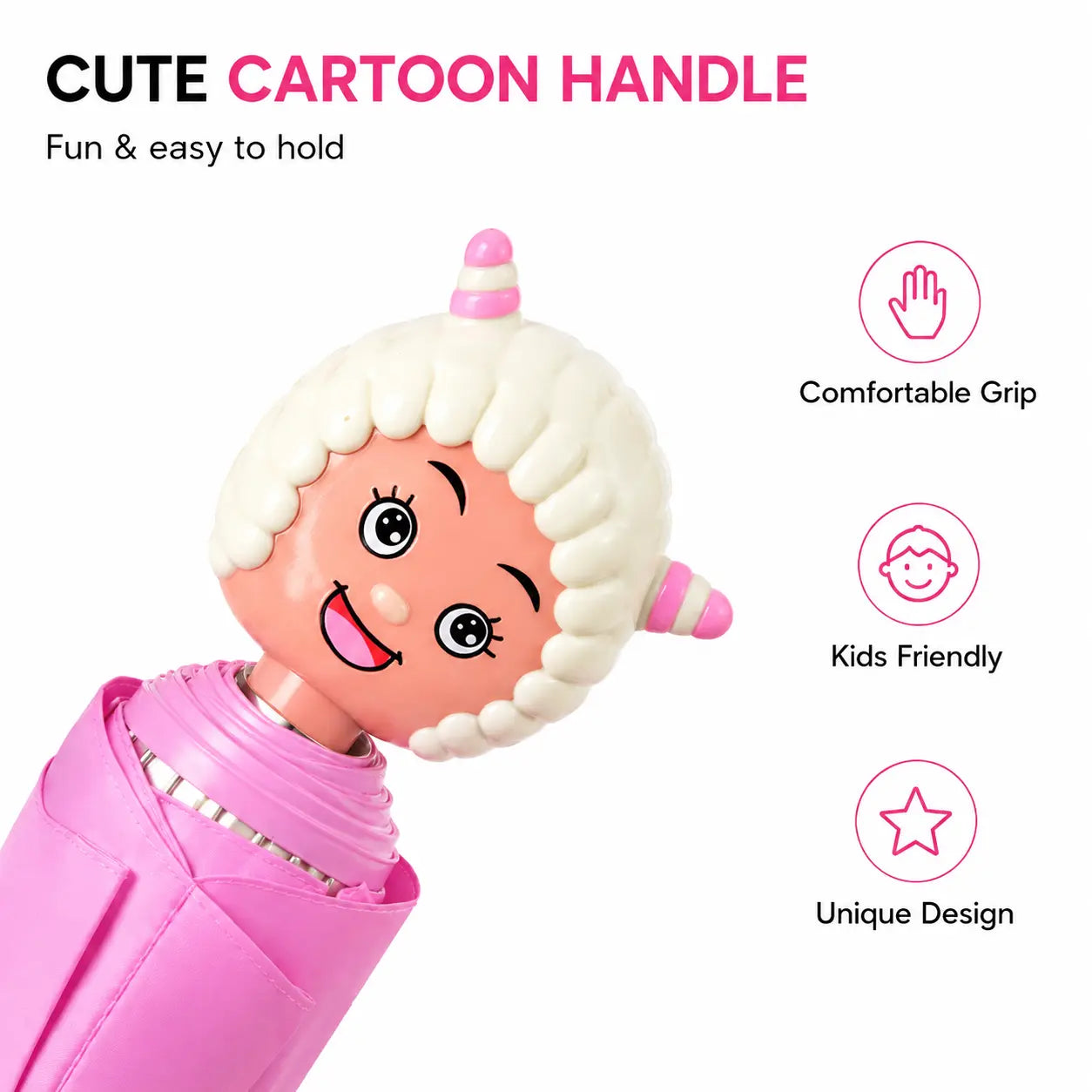 Cute Cartoon Character Handle Close-Up with Comfortable Grip for Kids