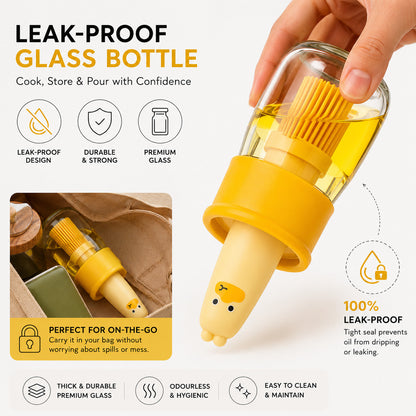 Leak-Proof 200ml Glass Oil Dispenser Bottle with Silicone Brush for Kitchen Cooking