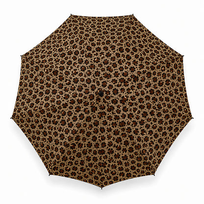 Top View of Leopard Print Foldable Travel Umbrella