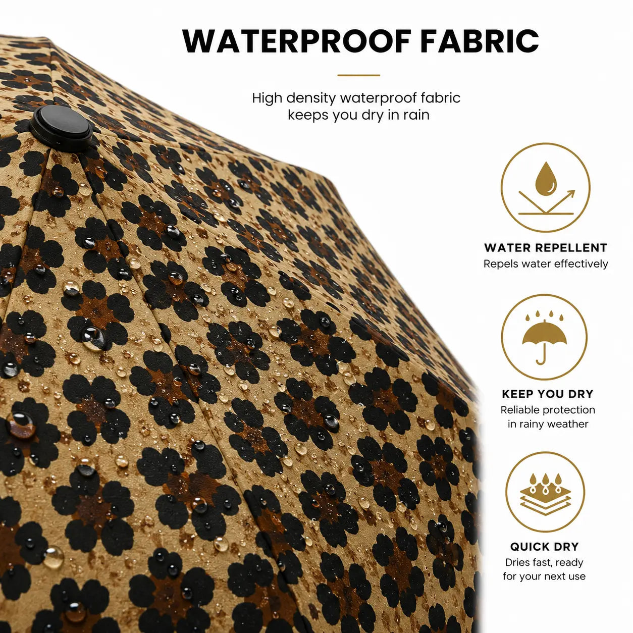 Waterproof Fabric of Leopard Print Foldable Travel Umbrella