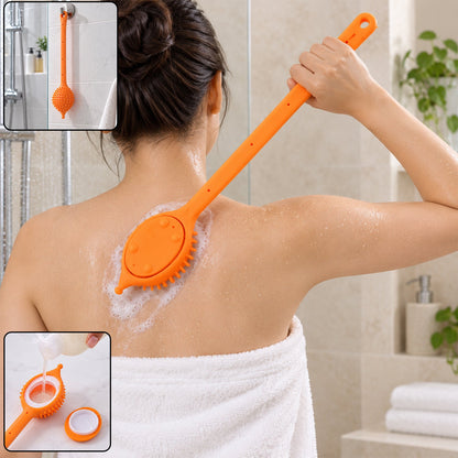 Long Handle Silicone Back Scrubber With Soap Dispenser (1 Pc 31 X 6 Cm)