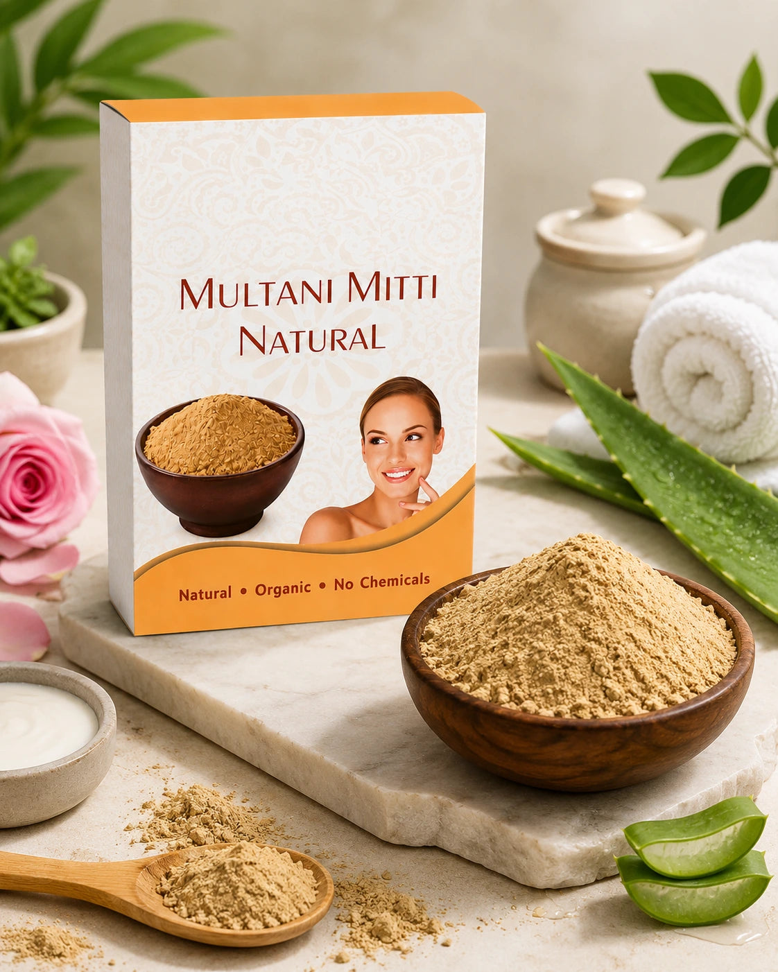 100g Herbal Multani Mitti Face Pack for Glowing Skin & Oily Skin | Natural Clay Face Pack | GUFUMART