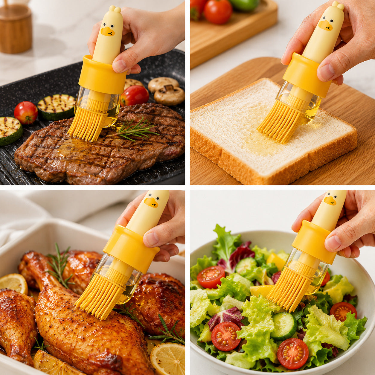 Silicone Oil Brush Evenly Applies Oil on BBQ, Bread, Chicken and Fresh Salad