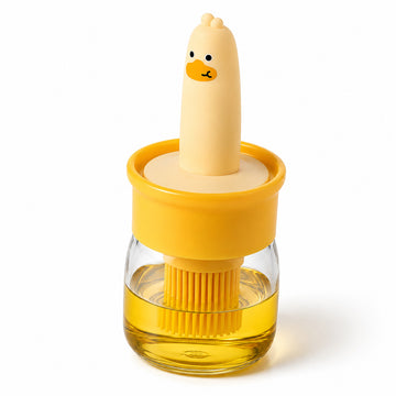 2-in-1 Oil Dispenser Bottle with Food-Grade Silicone Basting Brush, 200ml Leak-Proof Glass Bottle