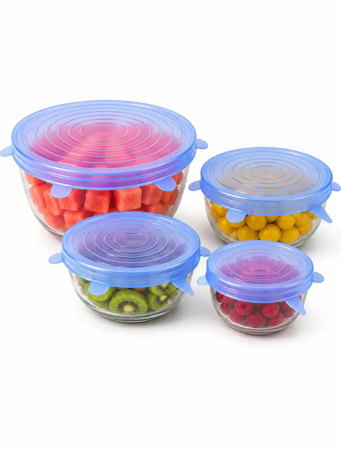Reusable Silicone Stretch Lids 4 Piece Set for Bowls, Food Containers & Fruit Covers