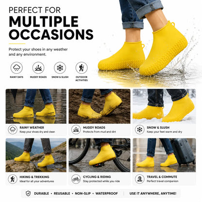 Reusable Silicone Rain Shoe Cover Ideal for Rain, Mud, Snow, Hiking, Cycling and Outdoor Activities