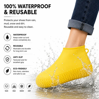 Waterproof and Reusable Silicone Rain Shoe Cover Protecting Shoes from Water, Mud and Snow