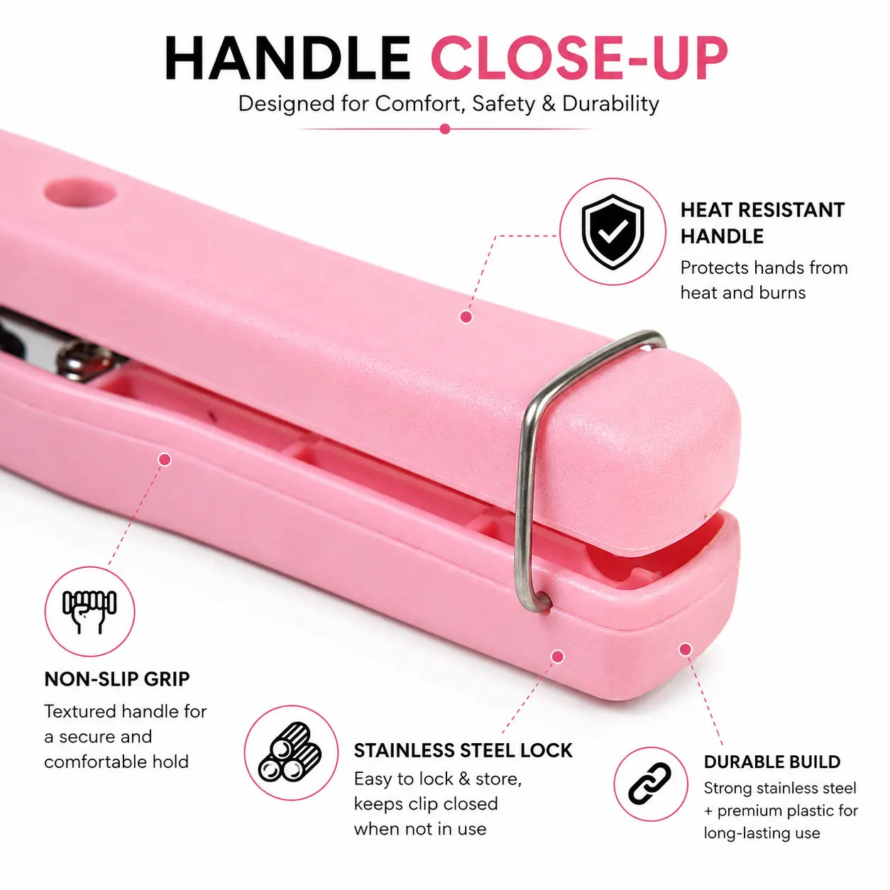 Close-up of Stainless Steel Hot Dish Plate Gripper Clip Showing Non-Slip Heat Resistant Handle - GUFUMART