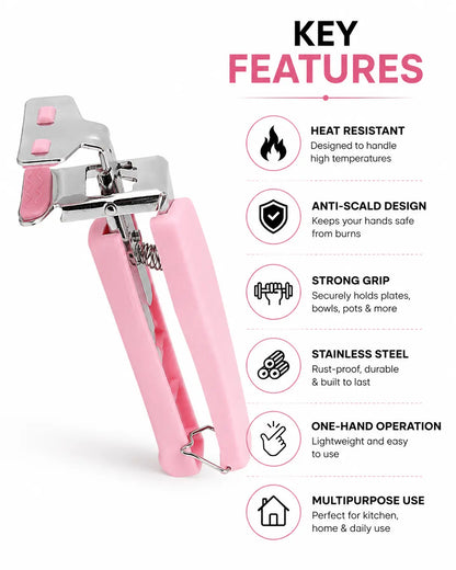 Features of Stainless Steel Hot Dish Plate Gripper Clip with Heat Resistant Anti-Scald Design - GUFUMART