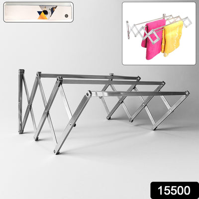 Stainless steel wall mounted folding clothes drying rack for balcony bathroom laundry room and indoor outdoor use