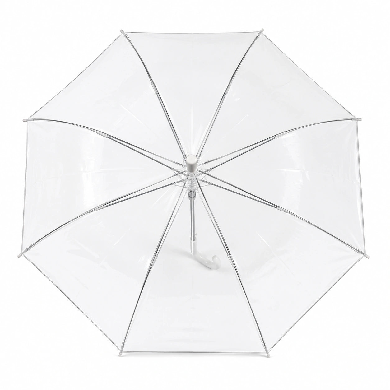 Top View of Premium Transparent Dome Umbrella with Clear PVC Canopy and Reinforced Metal Frame