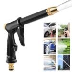 High pressure water spray gun with brass nozzle for car wash, bike cleaning, and gardening