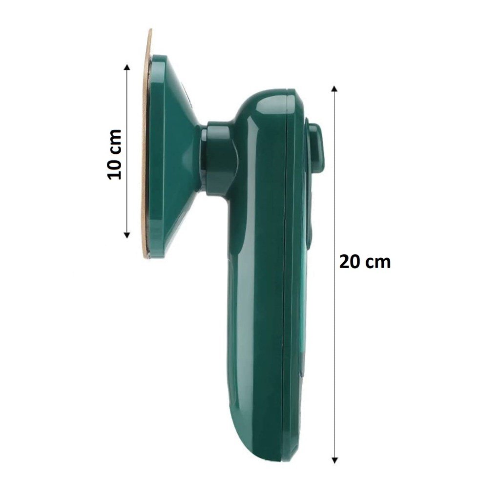 Compact size of portable steam iron compared to adult han