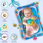 Magic tummy time water play mat for babies - blue inflatable sensory play mat with floating toys