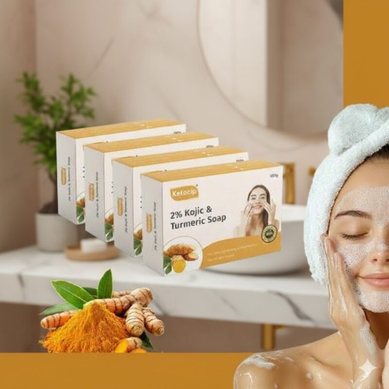 Kojic acid skin whitening soap for dark spots.